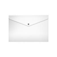Папка-конверт на кнопке пластиковая ErichKrause Diamond Total White, A4, полупрозрачный, белый
