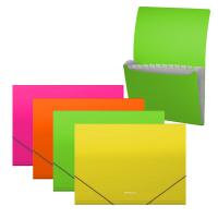 Папка-картотека пластиковая ErichKrause Diagonal Neon, с 12 отделениями, A4, ассорти