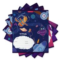 Тетрадь школьная ученическая ErichKrause Коты в космосе, 18 листов, клетка