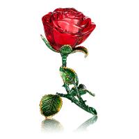 Декоративная фигурка из стекла Роза, красная, на метал подст со страз, 11см