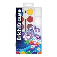 Краски акварельные ErichKrause Kids Space Animals медовые с УФ защитой яркости 12 цветов с палитрой и кистью