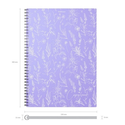 Тетрадь общая с пластиковой обложкой на спирали ErichKrause Lavender, А4, 80 листов, клетка