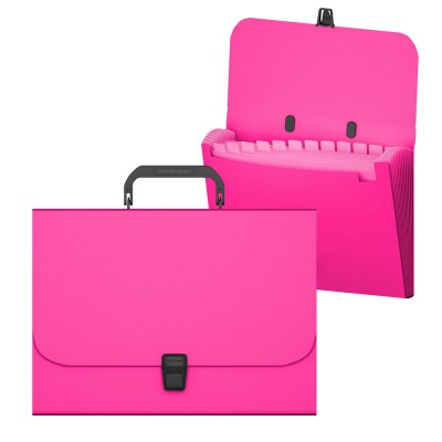 Портфель пластиковый ErichKrause Matt Neon, с 12 отделениями, A4, розовый