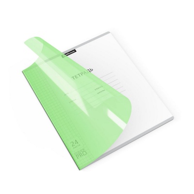 Тетрадь школьная ученическая с пластиковой обложкой ErichKrause Классика CoverPrо Neon, зеленый, A5+, 24 листа, клетка