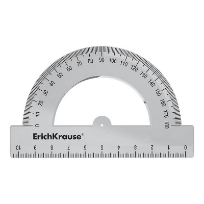 Транспортир пластиковый ErichKrause Clear, 10см 180°, прозрачный