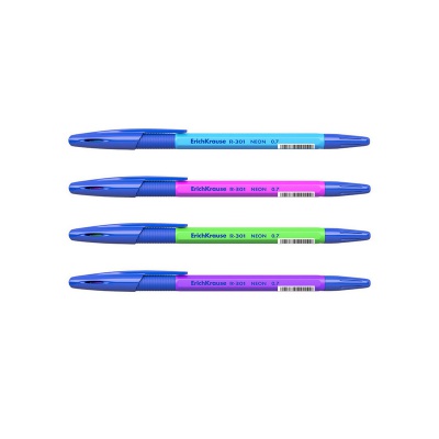 Ручка шариковая ErichKrause R-301 Neon Stick&Grip синяя