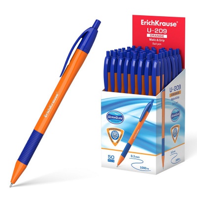 Ручка шариковая автоматическая ErichKrause U-209 Orange синяя