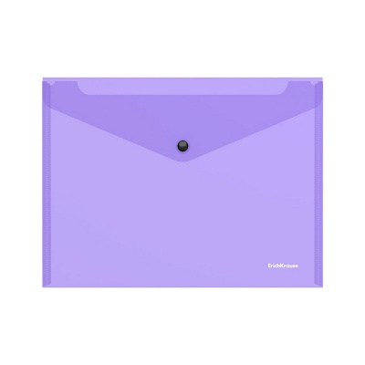 Папка-конверт на кнопке пластиковая ErichKrause Glossy Vivid, FC, полупрозрачная, ассорти