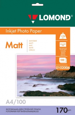 Фотобумага для цветной струйной печати Lomond двусторонняя (матовая, А4, 170 г/кв.м, 100 листов)