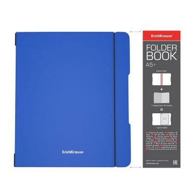 Тетрадь общая ученическая в съемной пластиковой обложке ErichKrause FolderBook Classic, синий, А5+, 48 листов, клетка