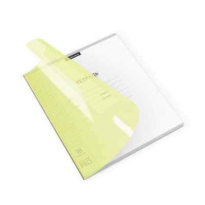 Тетрадь школьная ученическая с пластиковой обложкой ErichKrause Классика CoverPrо Neon, желтый, А5+, 18 листов, клетка