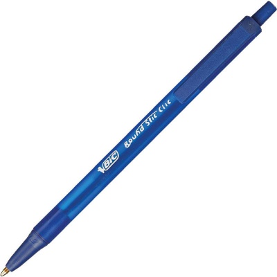 Ручка шариковая одноразовая автоматическая BIC Round Stic Clic синяя