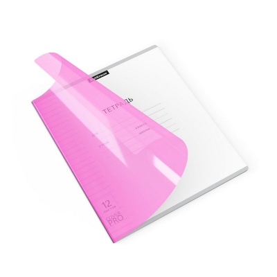 Тетрадь школьная ученическая с пластиковой обложкой ErichKrause Классика CoverPrо Neon, розовый, А5+, 12 листов, линейка