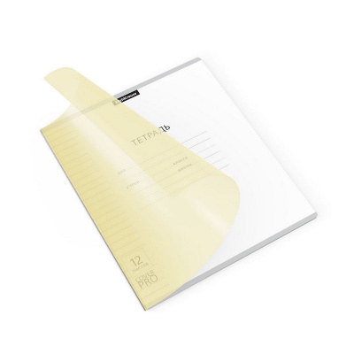 Тетрадь школьная ученическая с пластиковой обложкой ErichKrause Классика CoverPrо Pastel, желтый, А5+, 12 листов, линейка