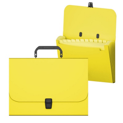 Портфель пластиковый ErichKrause Matt Neon, с 12 отделениями, A4, желтый