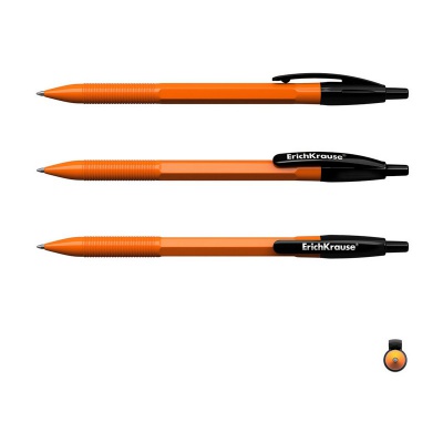 Ручка шариковая автоматическая ErichKrause R-301 Orange Matic черная