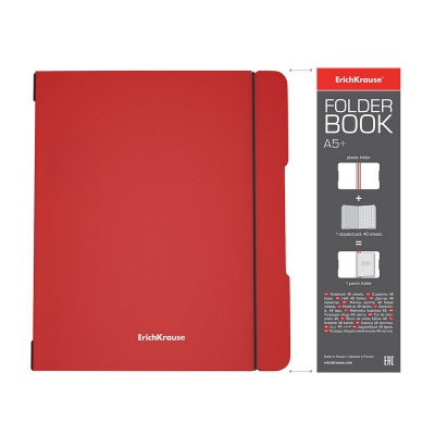 Тетрадь общая ученическая в съемной пластиковой обложке ErichKrause FolderBook Classic, красный, А5+, 48 листов, клетка
