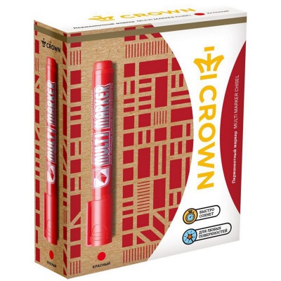 Маркер перманентный CROWN Multi Marker скошенный красный 5.0 мм